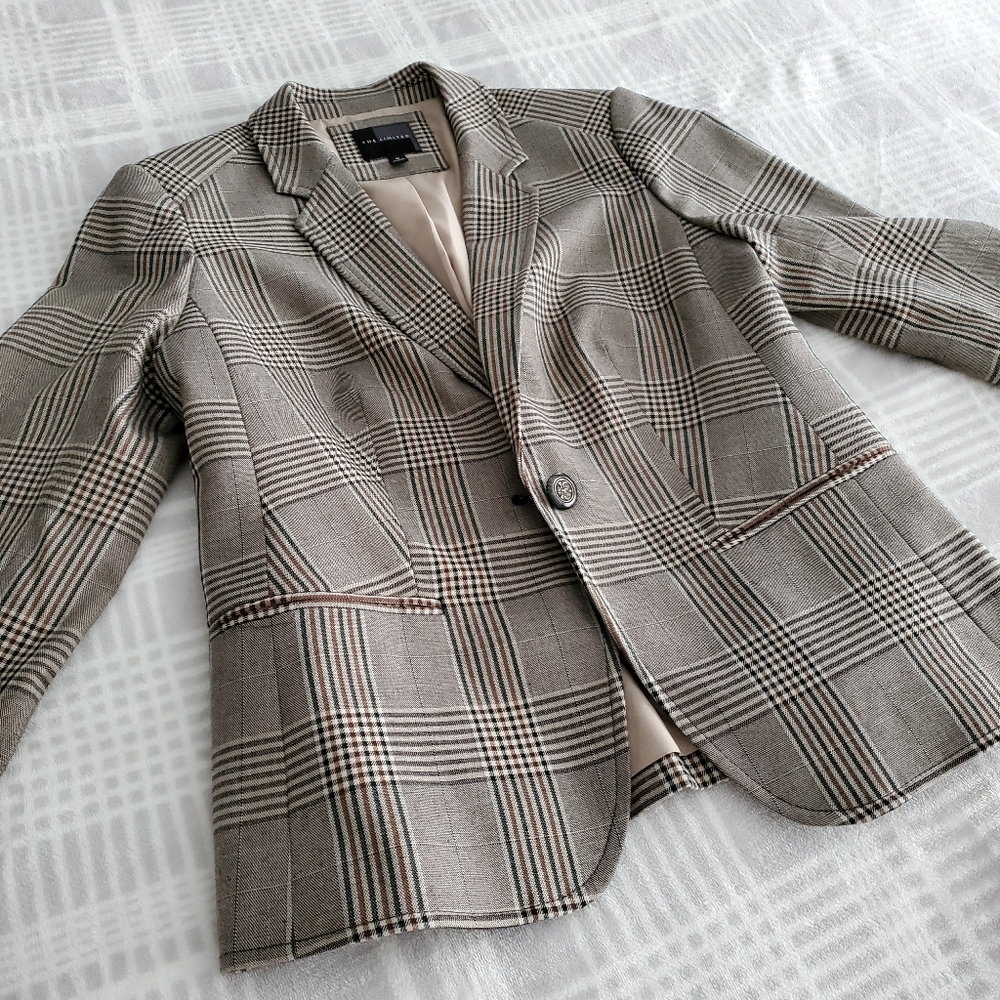 THE LIMITED. Tan Plaid Blazer